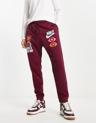 Nike HBR graphic logo sweatpants in red