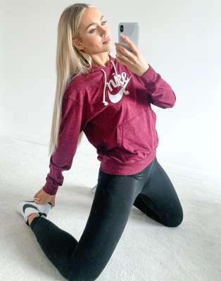 Nike Hbr Vintage Logo Hoodie In Burgundy-red