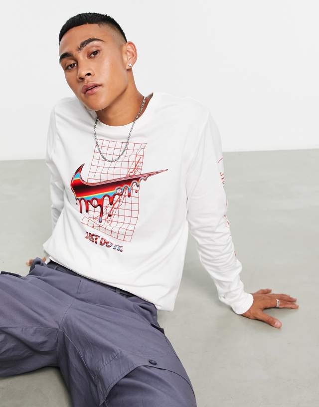 Nike Heatwave long sleeve graphic t-shirt in white