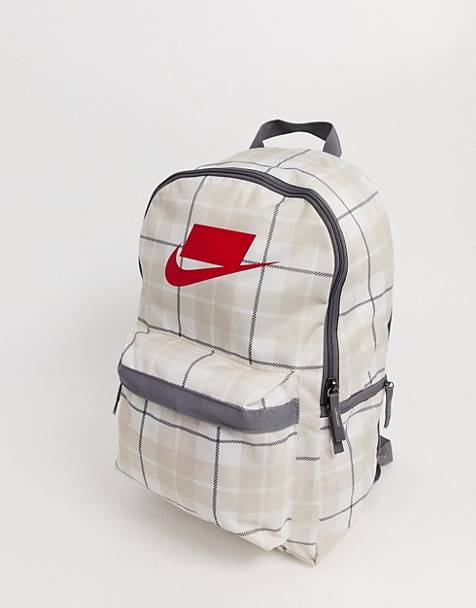Nike Heritage backpack in check in beige