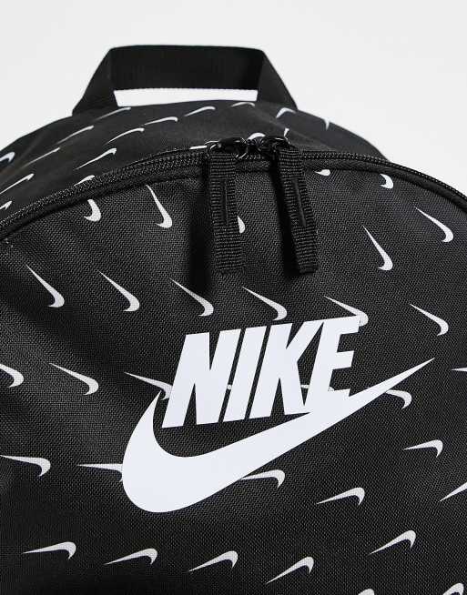 Nike Heritage backpack with all over swoosh logo in black