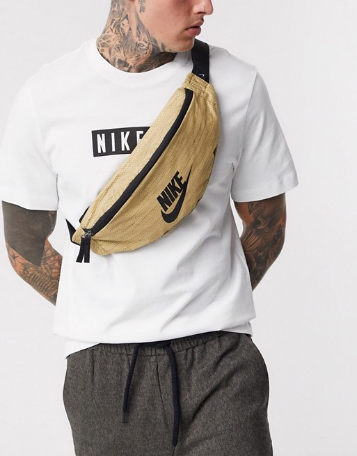 Nike Heritage bum bag in gold