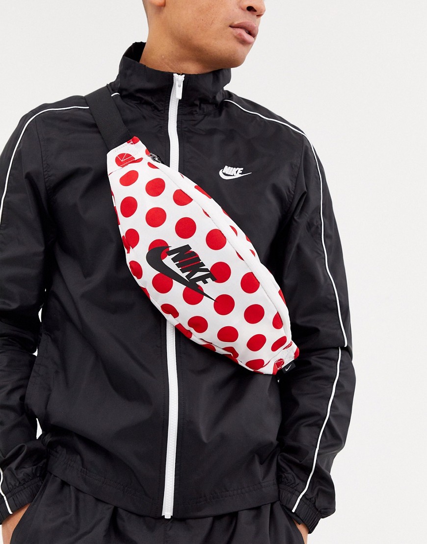 Nike Heritage bum bag in polka dot with swoosh logo in red