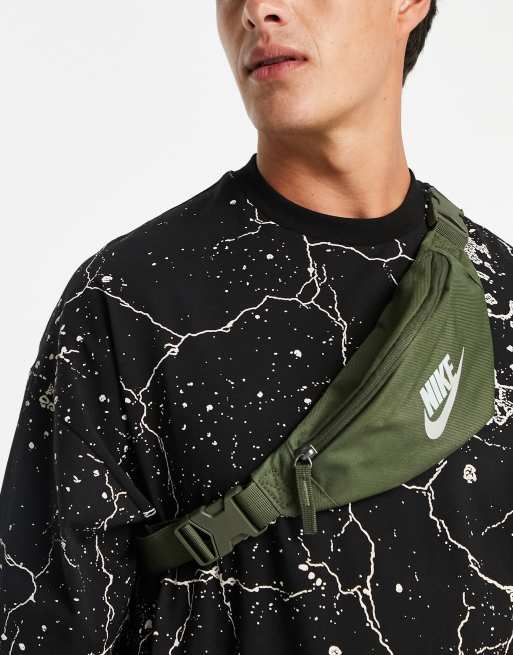 Nike Heritage bum bag with iridescent logo in khaki | ASOS