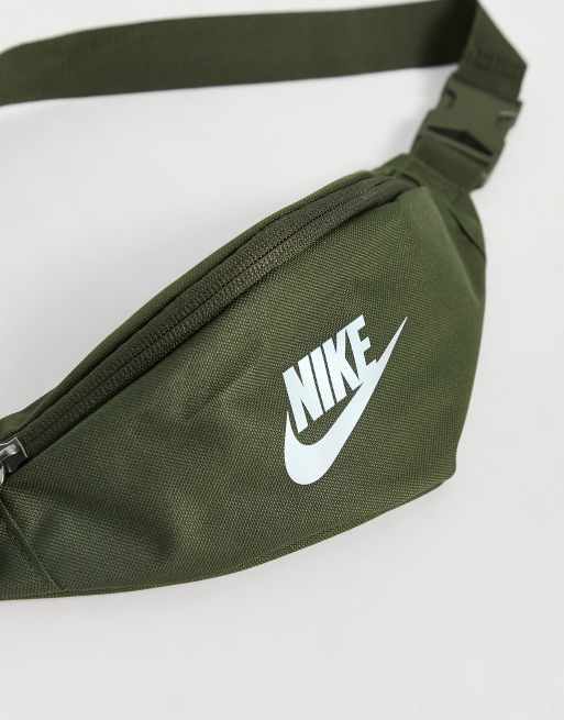 Nike Heritage Bum Bag With Iridescent Logo In Khaki-Green for Men