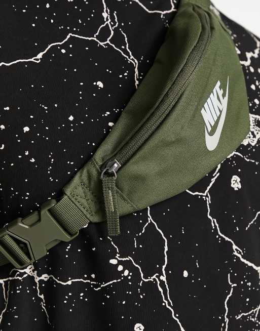 Nike Heritage bum bag with iridescent logo in khaki