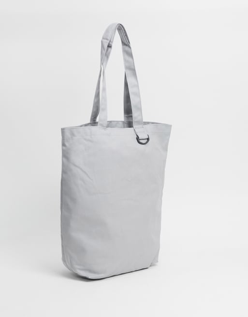 Grey canvas top tote bag