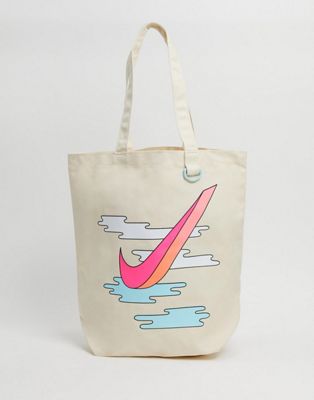 Nike Heritage canvas tote bag in off 