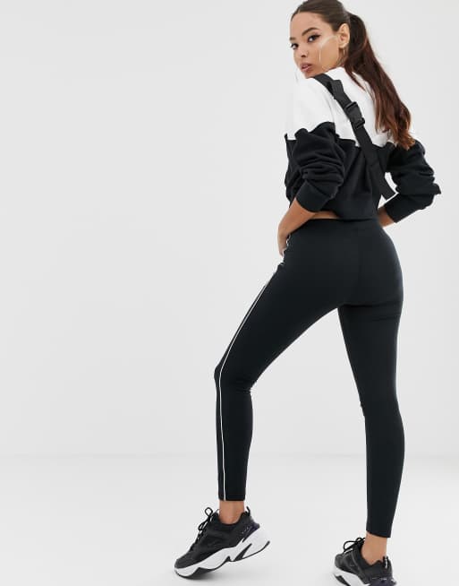 Nike heritage contrast black and white side panel leggings