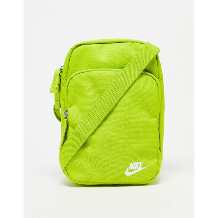 Nike Heritage cross body bag in lime green