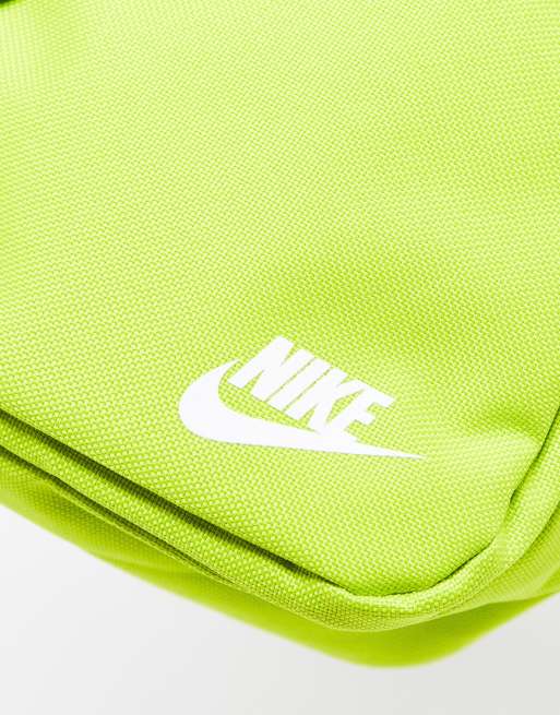 Nike Heritage cross body bag in lime green