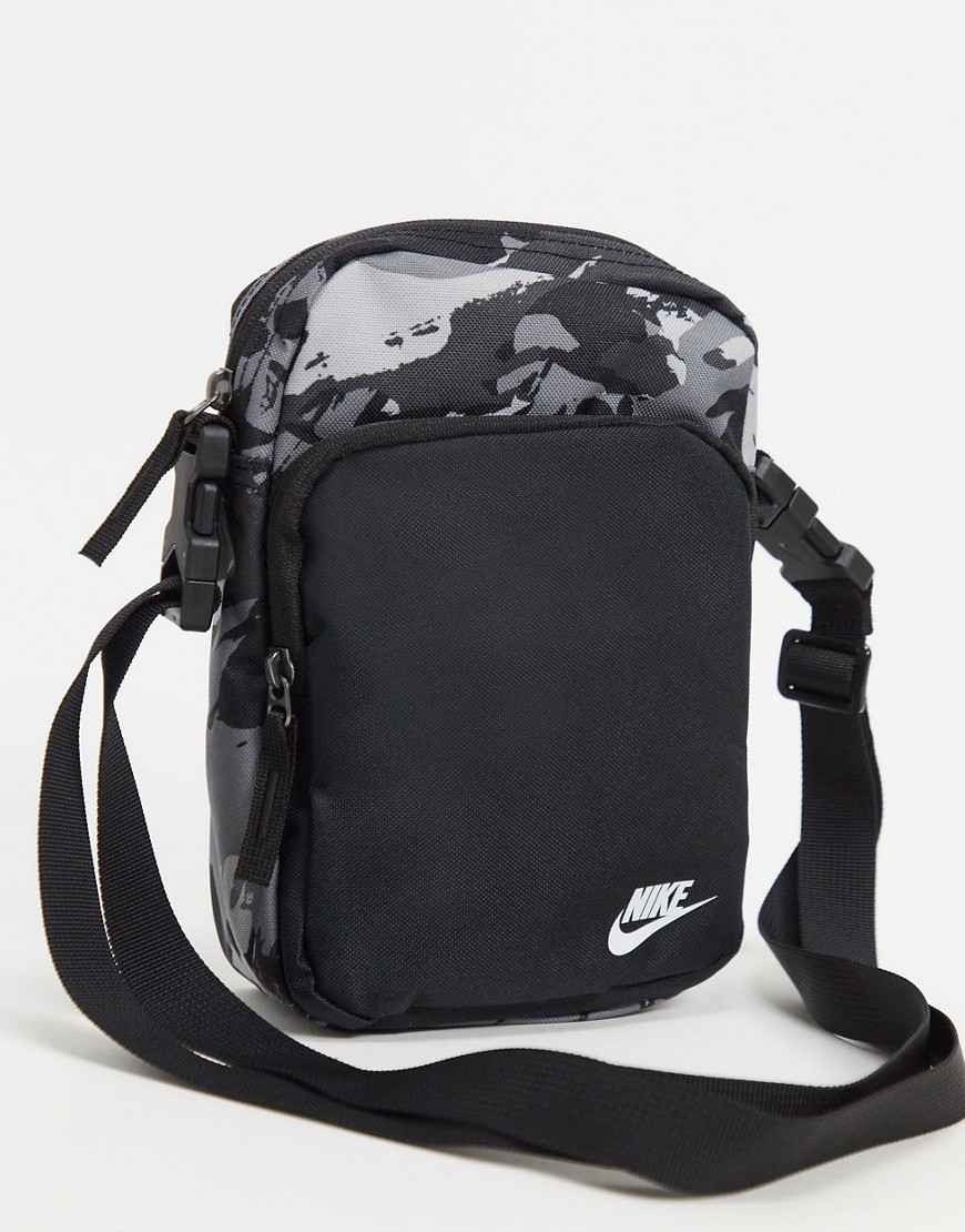 Nike Heritage digi-camo print flight bag in black