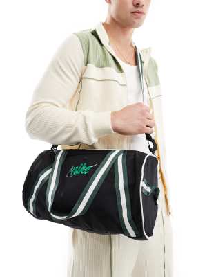  Nike Heritage duffel bag in black and green