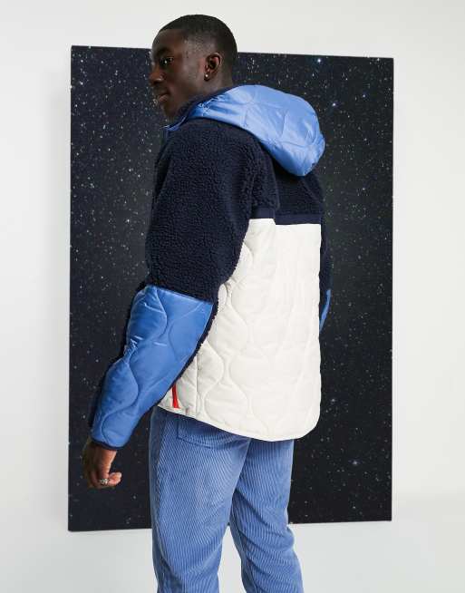 Nike Heritage Essentials - Giacca con cappuccio e pannelli in pile blu navy con zip, 2 di 4