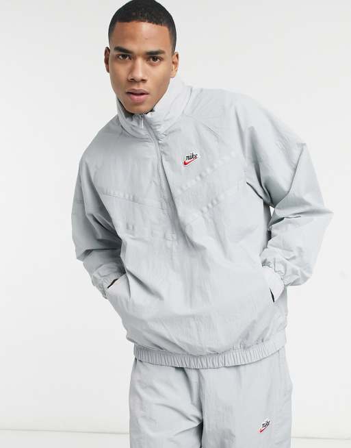 Nike Heritage Essentials half zip overhead woven windbreaker jacket in grey