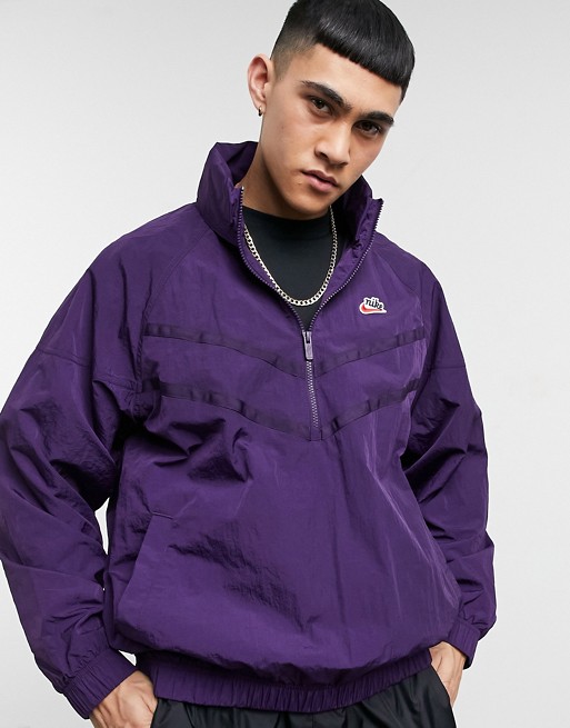 Nike Heritage Essentials half-zip overhead woven windbreaker jacket in purple