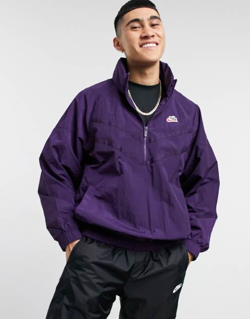 creëren Oefenen Presentator Nike Heritage Essentials half-zip overhead woven windbreaker jacket in  purple | ASOS