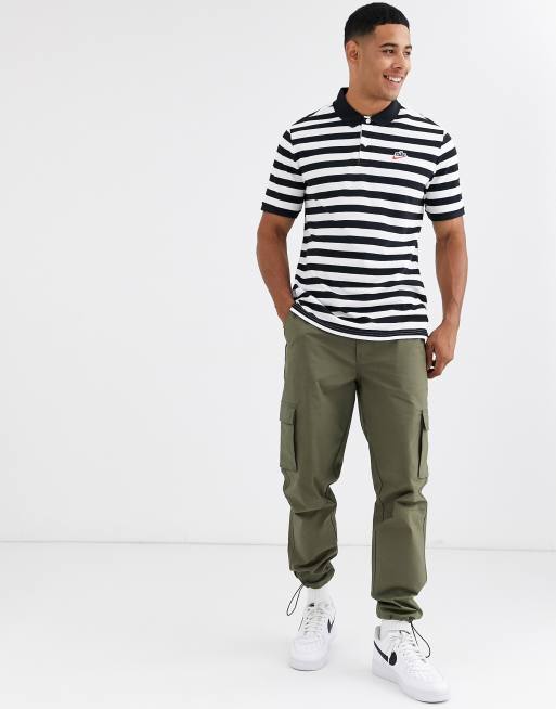 Nike Heritage Essentials stripe polo shirt in black white