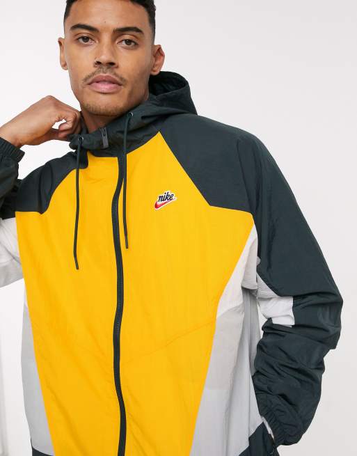 Nike Heritage Essentials Windrunner Veste en tissu capuche et fermeture clair Jaune vert