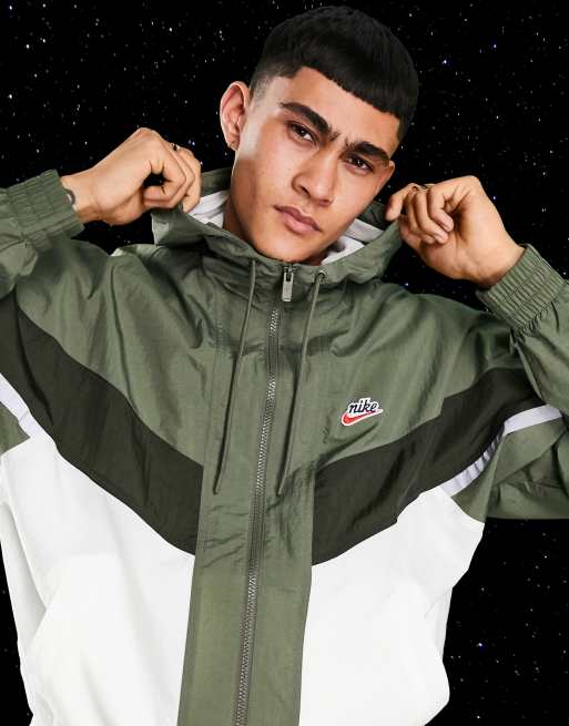 Nike Heritage Essentials Windrunner zip through hooded woven jacket in khaki