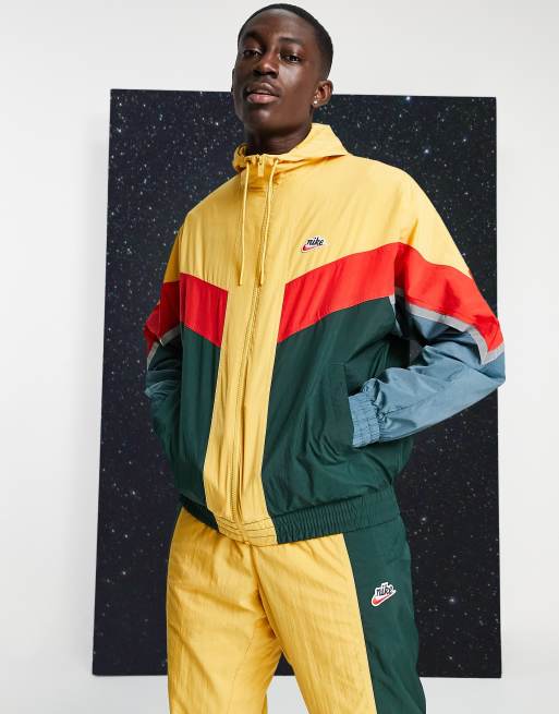 Nike Heritage Essentials Windrunner zip through hooded woven jacket in mustard