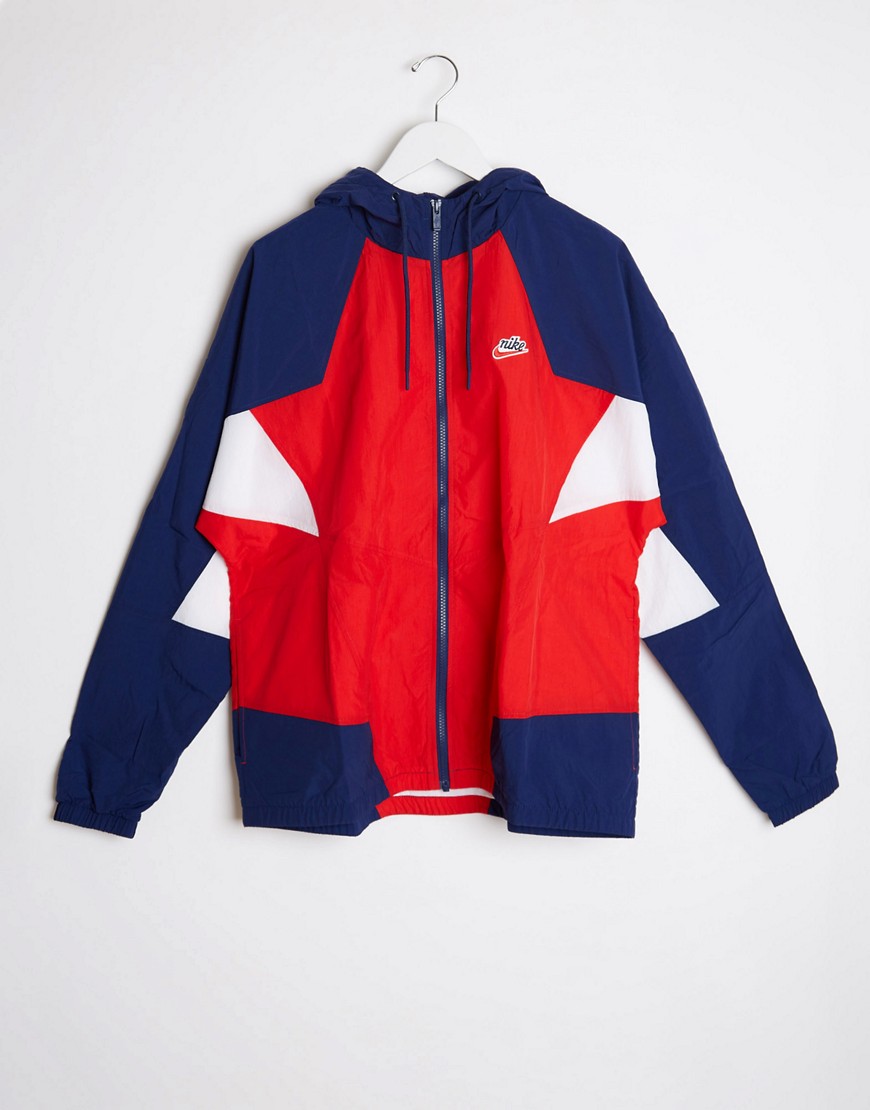 Nike Heritage Essentials Windrunner zip-through hooded woven jacket in red