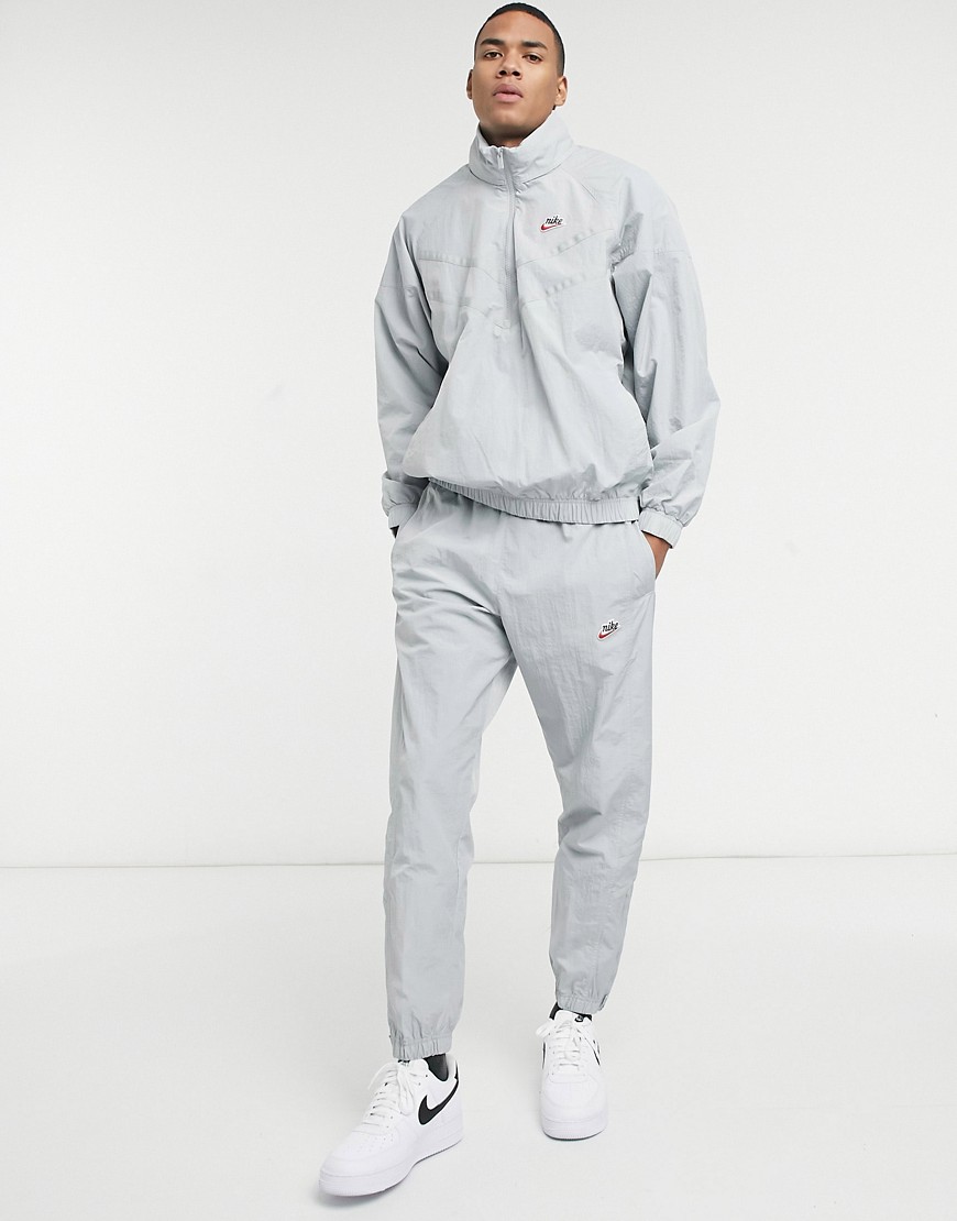 Nike Heritage Essentials woven cuffed joggers in grey S10