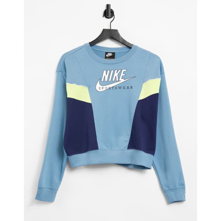 Nike heritage black and white colourblock sweatshirt deals
