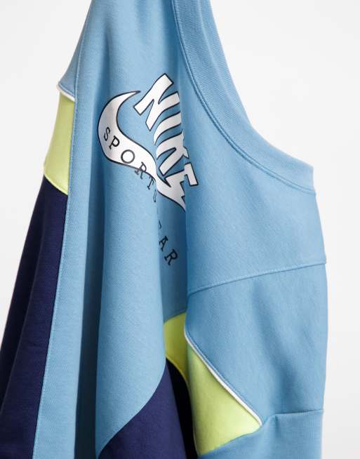 Nike heritage colour block crew sweatshirt top