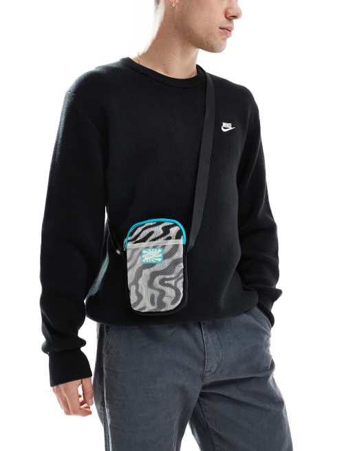 Nike Heritage flight bag in white and black print ASOS