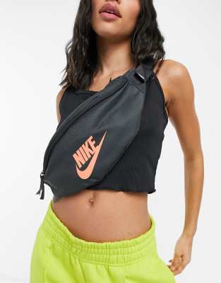 Nike - Heritage - Marsupio a tracolla grigio e arancione