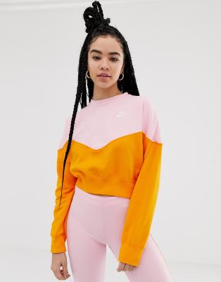 nike heritage colour block crew sweatshirt