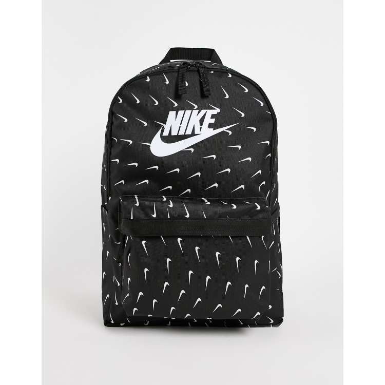 Nike Heritage Schwarzer Rucksack mit durchgehendem Swoosh Logo ASOS