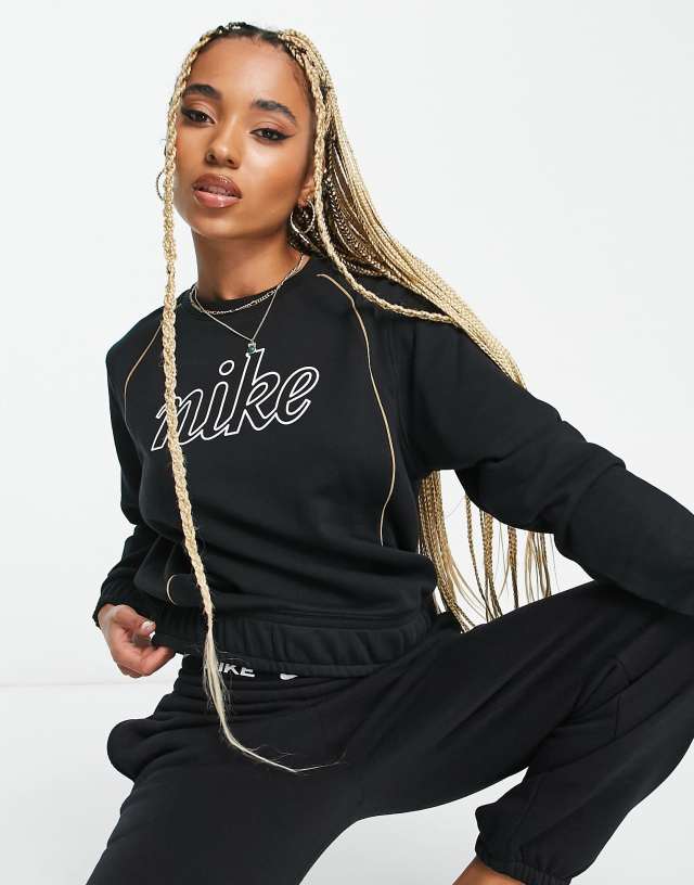 Nike heritage script logo sweatshirt in black