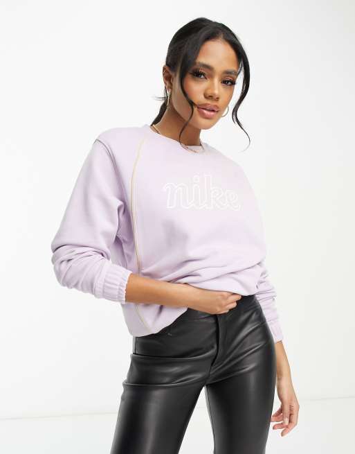 Nike heritage script logo sweatshirt in lilac | ASOS