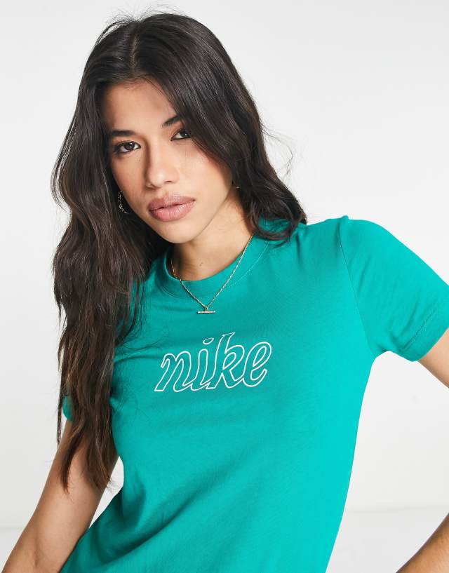 Nike heritage script logo t-shirt in green