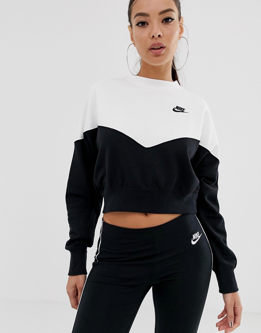 Nike - Heritage - Sweatshirt met zwart/witte kleurvlakken