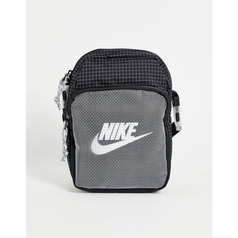 Nike – Heritage – Umhängetasche aus Ripstop in Schwarz