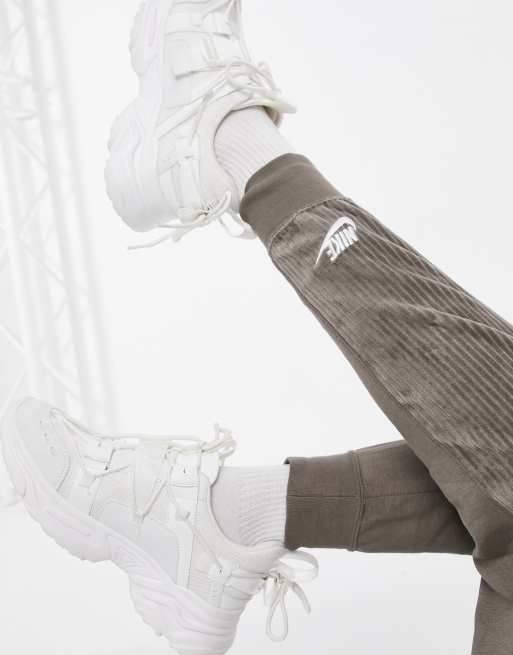 Nike heritage velour cuffed sweatpants in light khak hot sale
