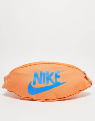 Nike Heritage waist pack in orange and photo blue