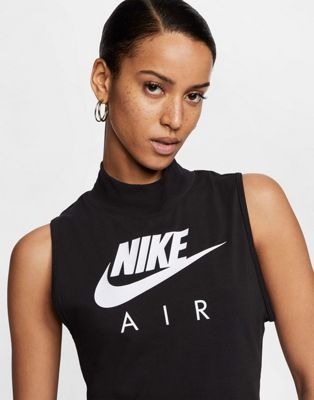 Nike high neck logo tank crop top in 