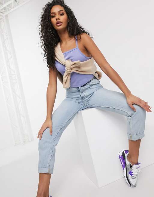 Nike high neck tank crop top in purple | ASOS