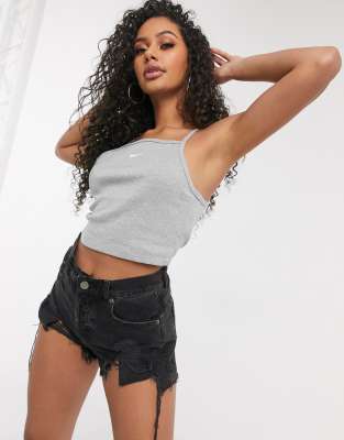 Nike high neck vest crop top in grey | ASOS