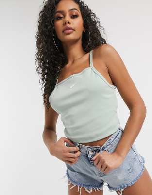 nike high neck vest crop top in white