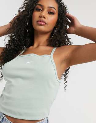 Nike high neck vest crop top in mint 