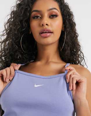 Nike high neck vest crop top in purple 