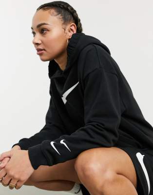 nike high waist longline swoosh shorts in white