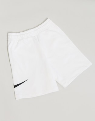 nike high waist longline swoosh shorts in white