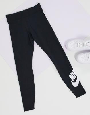 nike high waisted swoosh leggings black