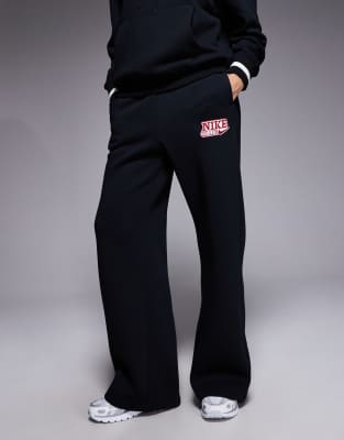 Nike Nike high waisted oversized wide leg joggers in black